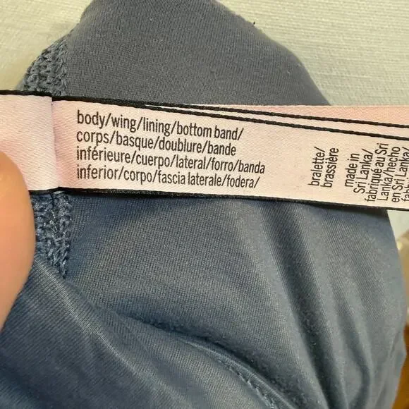 Victoria’s Secret Blue-Gray Plunge Bralette Size Large B85 Pullover Wireless - Picture 7 of 11